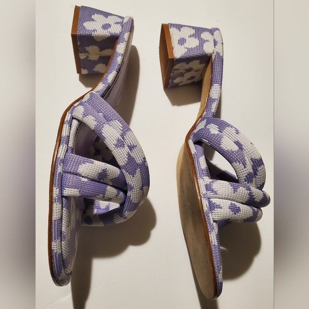 Larroude Laguna Sandals Lilac Lavender Purple Floral Slides Mules size 9.5 - Picture 3 of 7
